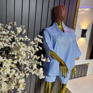 Azure Pinstripe Relaxed-Fit Co-ord Set