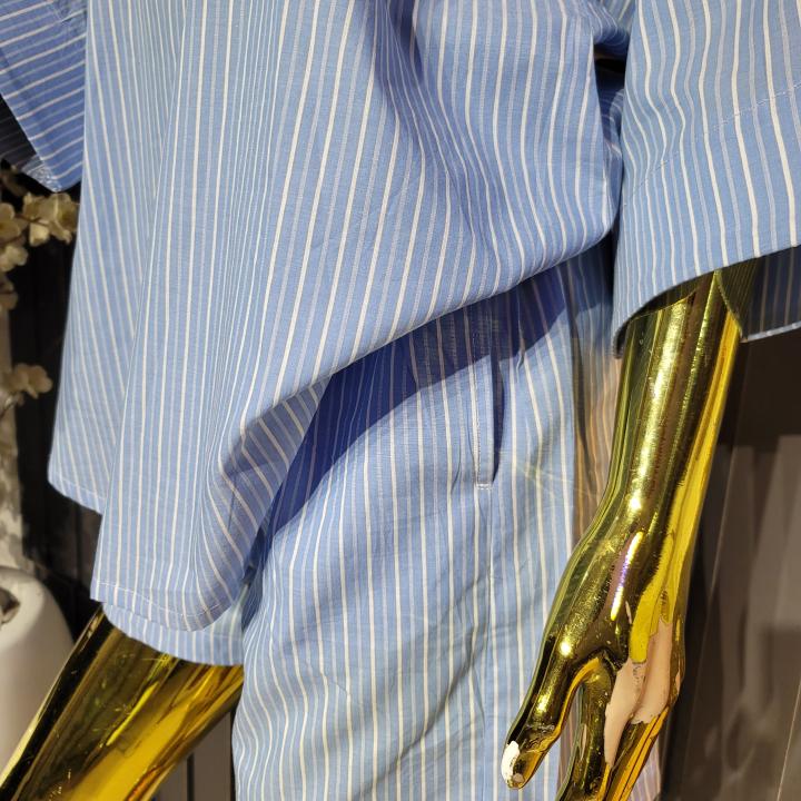 Azure Pinstripe Relaxed-Fit Co-ord Set